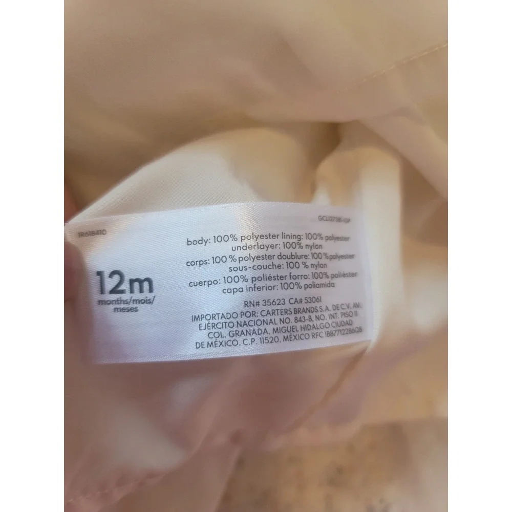 Carter's Baby Girl Shimmer Special Occasion Dress Ivory/Cream Bow 12 Month Tulle